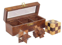 3 PUZZLE GIFT SET IN WOODEN BOX - The Man Cave Broadway