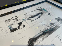 Merc F1 Framed Blueprint Prints