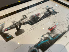 Merc F1 Framed Blueprint Prints