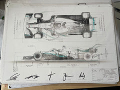 Merc F1 Framed Blueprint Prints