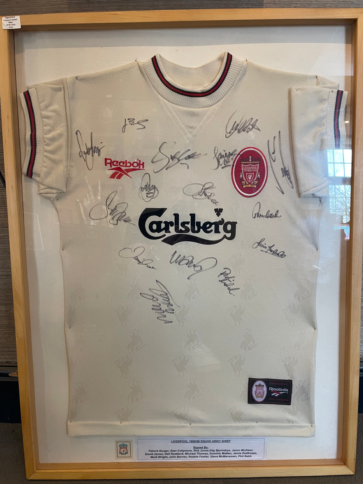 Autographed Liverpool 1995/96 Squad Away Shirt