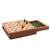 Travel Magnetic Wooden Chess Board with Drawer