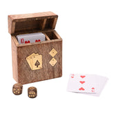 Playing Cards & Dice Set in Wood & Brass Gift Box