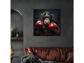 BOXING MONKEY GLASS WALL ART