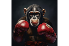 BOXING MONKEY GLASS WALL ART
