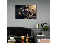 LION KING / MOTORCYCLE/ MOTORBIKE MONKEY! UP YOURS / Glass Artwork / Art