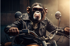 LION KING / MOTORCYCLE/ MOTORBIKE MONKEY! UP YOURS / Glass Artwork / Art