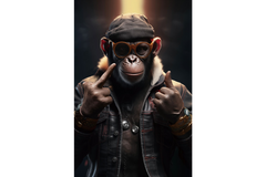 LION KING / MOTORCYCLE/ MOTORBIKE MONKEY! UP YOURS / Glass Artwork / Art