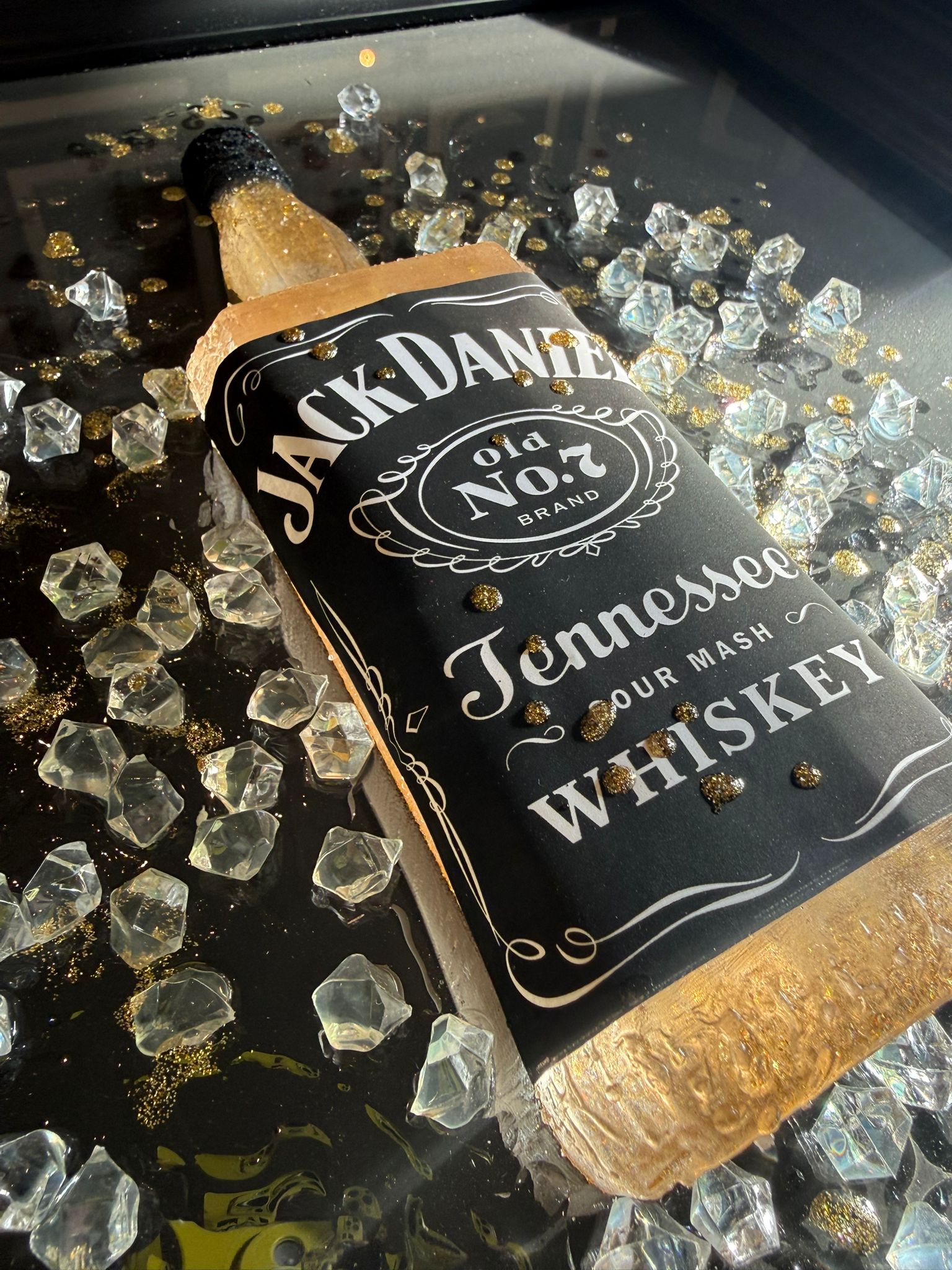 ART CAVE - BOTTLE ART PICTURE 3D / Jack Daniels / Grey Goose 40x40 - The Man Cave Broadway