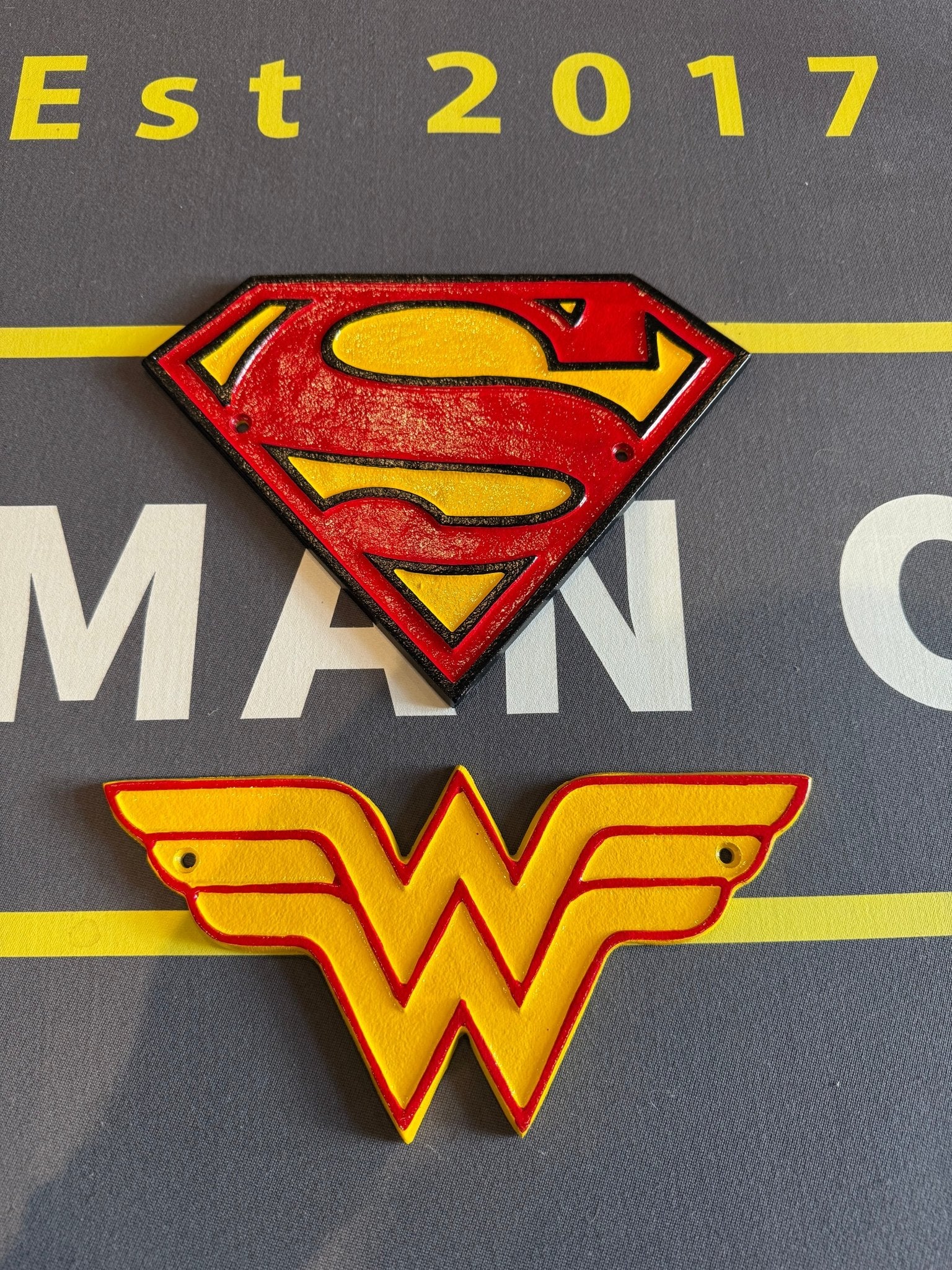 Hand Painted Superhero Aluminium Wall Plaques - The Man Cave Broadway