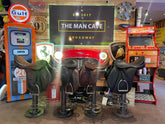 Horse Saddle Bar Stools x 1 / UP-CYCLED CAR PARTS LEATHER SADDLE STOOL / BAR / PUB SEAT - The Man Cave Broadway