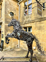 Life Size Re-Cycled Re-Purposed Metal Horse Sculpture - The Man Cave Broadway