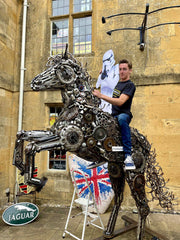 Life Size Re-Cycled Re-Purposed Metal Horse Sculpture - The Man Cave Broadway