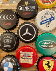 MAN CAVE CAR TIN BAR CAR BOTTLE TOPS - The Man Cave Broadway