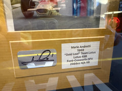 Mario Andretti Signed 1969 Lotus 49B ‘Gold Leaf’ 1:24 Race Car Display - The Man Cave Broadway