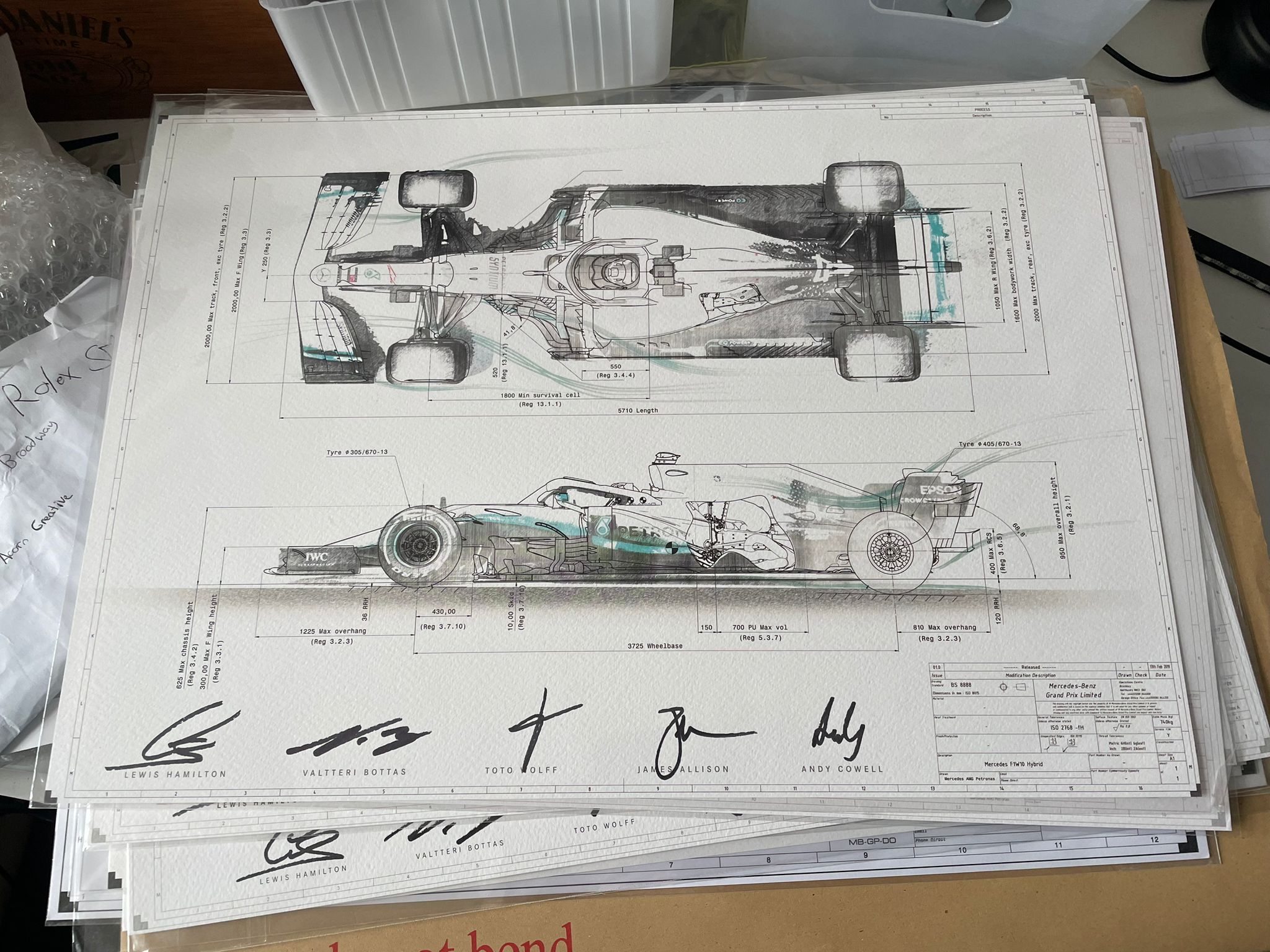 Merc F1 Framed Blueprint Prints - The Man Cave Broadway