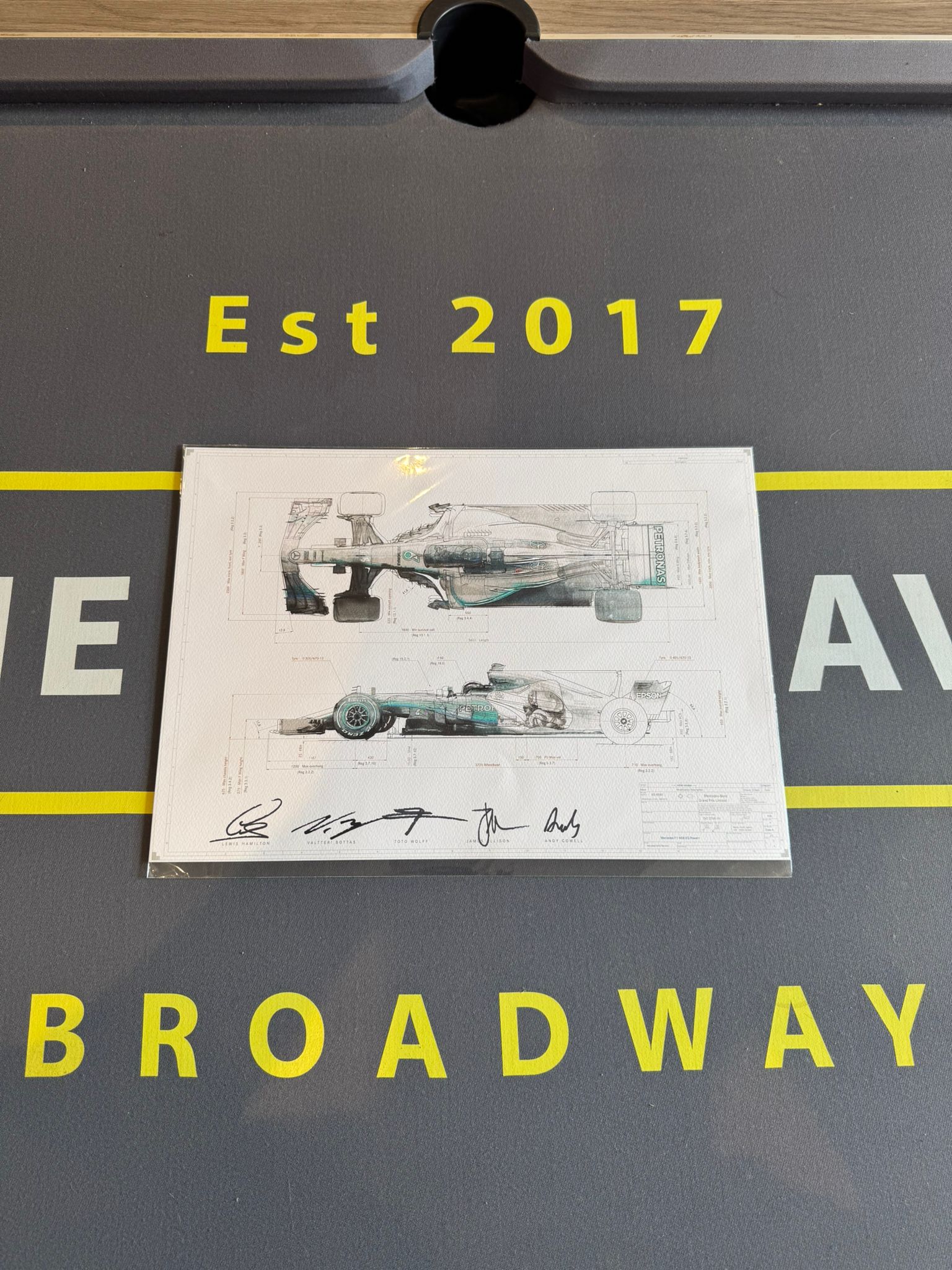 Merc F1 Framed Blueprint Prints - The Man Cave Broadway