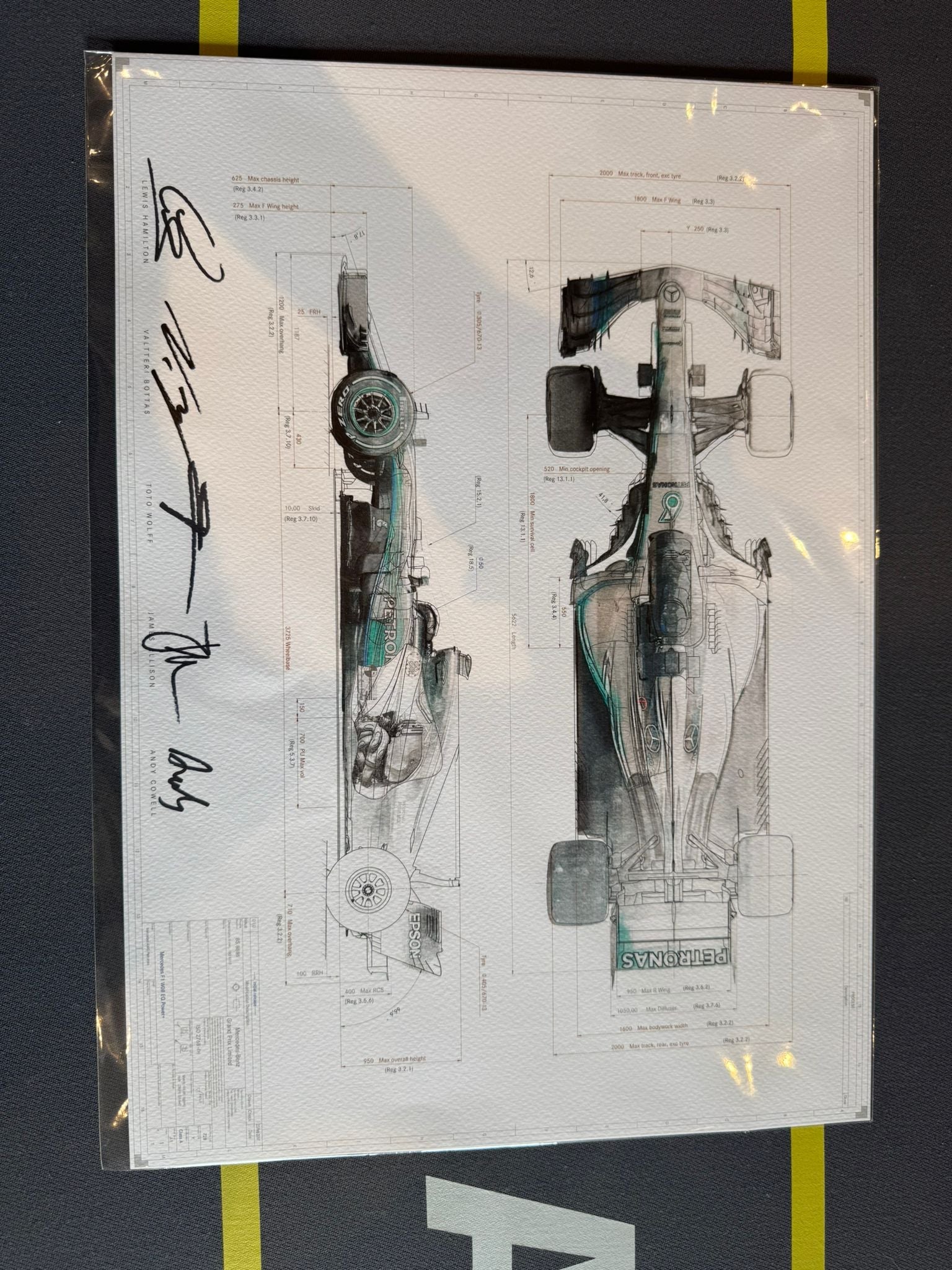 Merc F1 Framed Blueprint Prints - The Man Cave Broadway