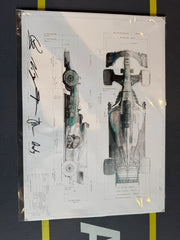 Merc F1 Framed Blueprint Prints - The Man Cave Broadway
