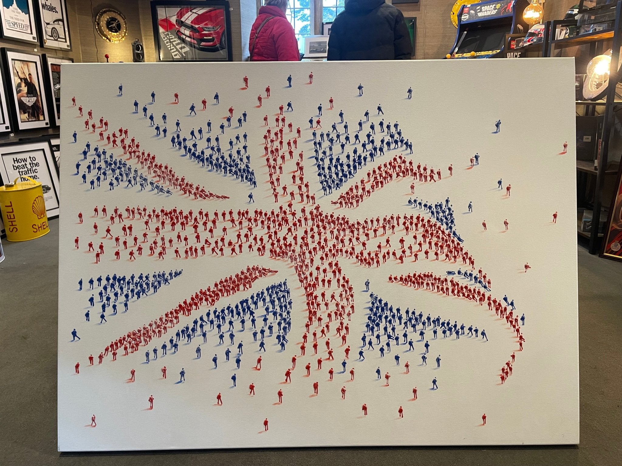 Minimalist Union Jack Hand Painted People Art - The Man Cave Broadway