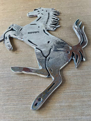 Polished Aluminium Prancing Style Horse - The Man Cave Broadway