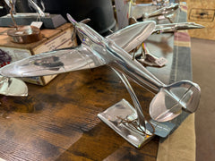 Polished Spitfire AirCraft / Airplane Desk Model - 36cm - The Man Cave Broadway