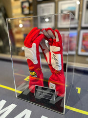 £POA - Michael Schumacher Signed Genuine 2006 OMP Race Gloves in Display Case - The Man Cave Broadway