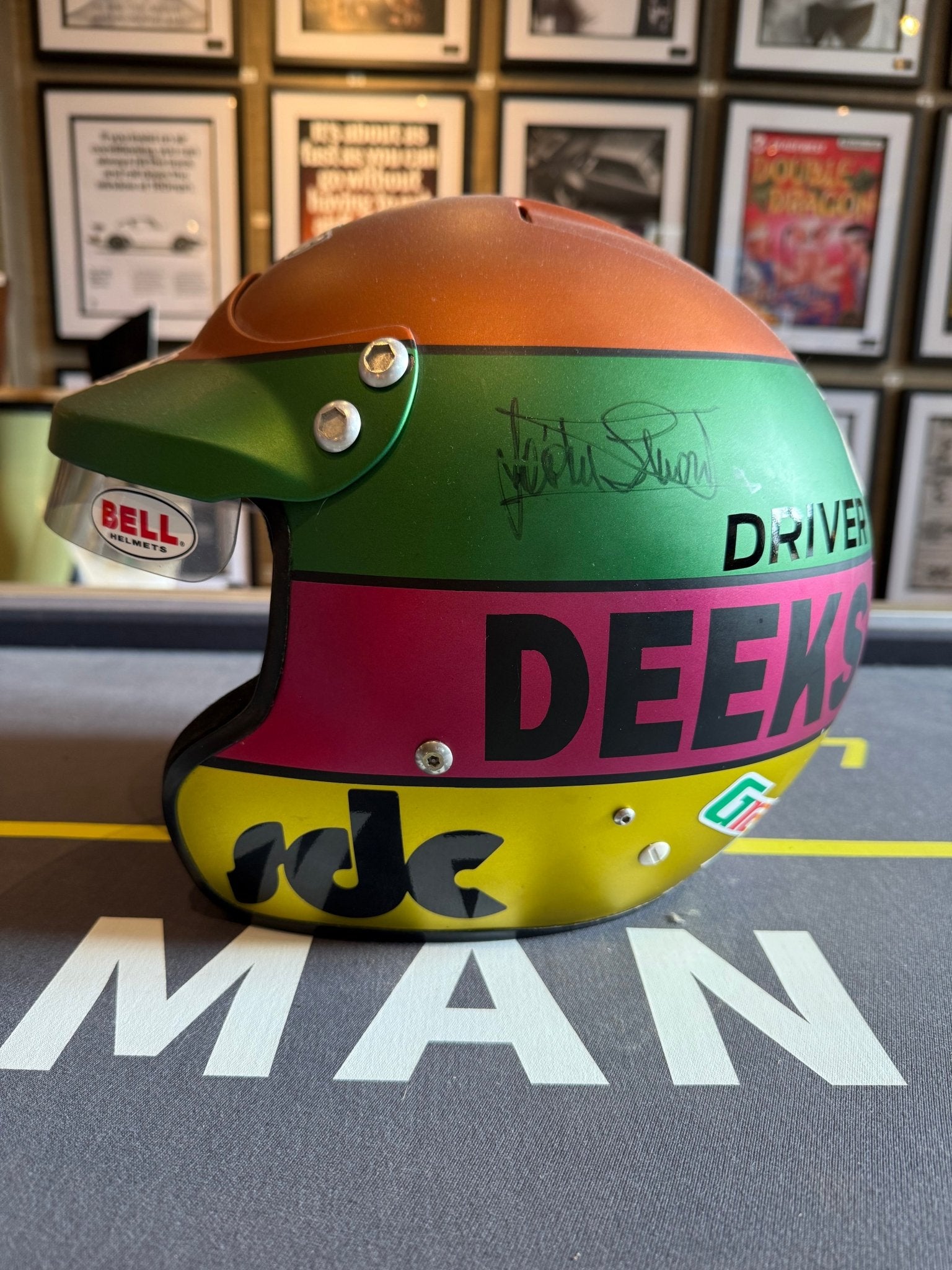 Sir Jackie Stewart Signed - Steve Deeks Helmet - The Man Cave Broadway