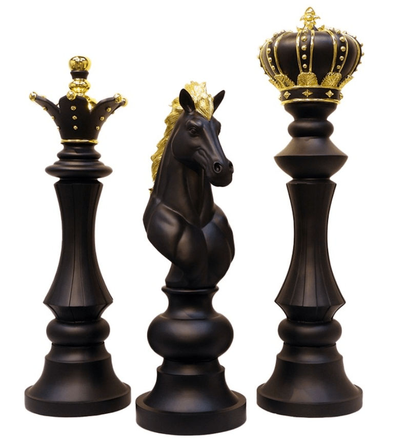 Stunning Large Free Standing Chess Piece Knight Black & Gold | 1 Meter High - The Man Cave Broadway