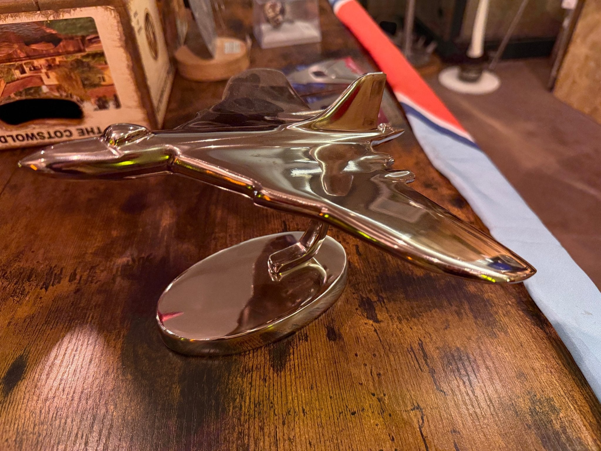 Vulcan Bomber Polished Metal Desk Model - 25cm Plane / Airplane Model - The Man Cave Broadway