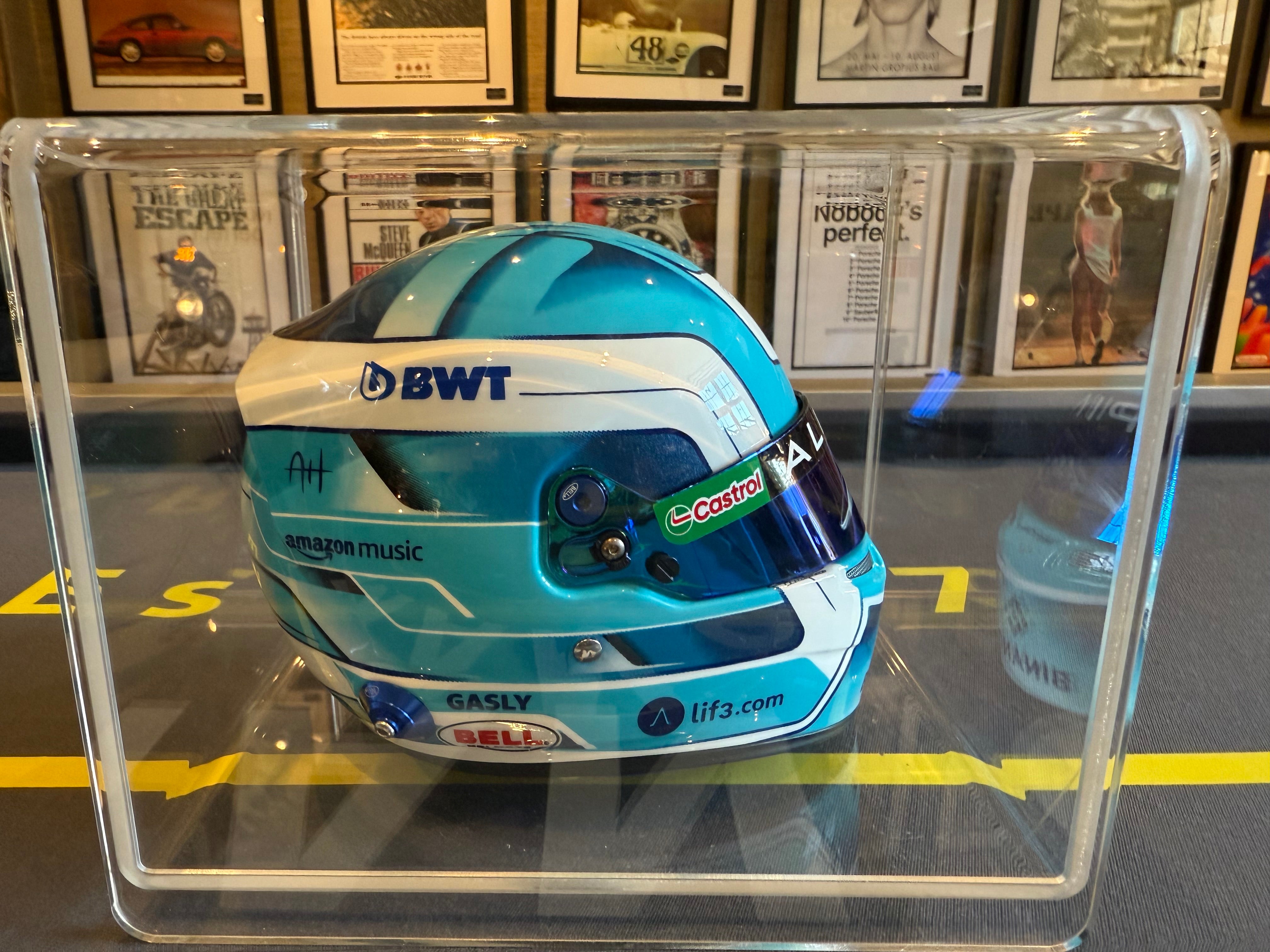 Pierre Gasley Signed Half Scale Helmet in Display Case