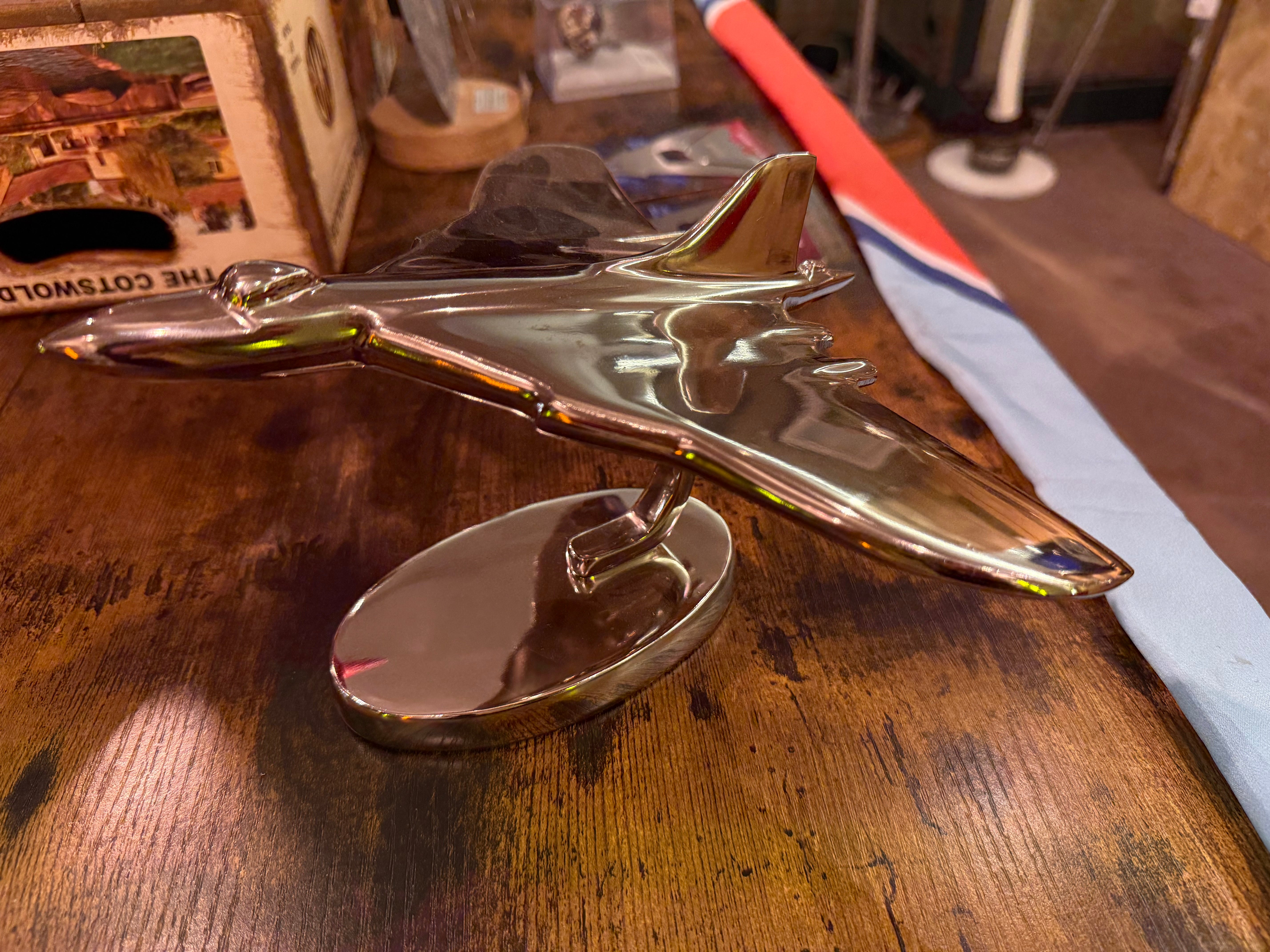 Vulcan Bomber Polished Metal Desk Model - 25cm Plane  / Airplane Model