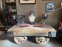Reclaimed Wooden Coffee Table on Wheels