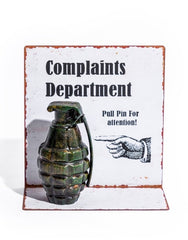 FUNNY COMPLAINTS SIGN / GRENADE