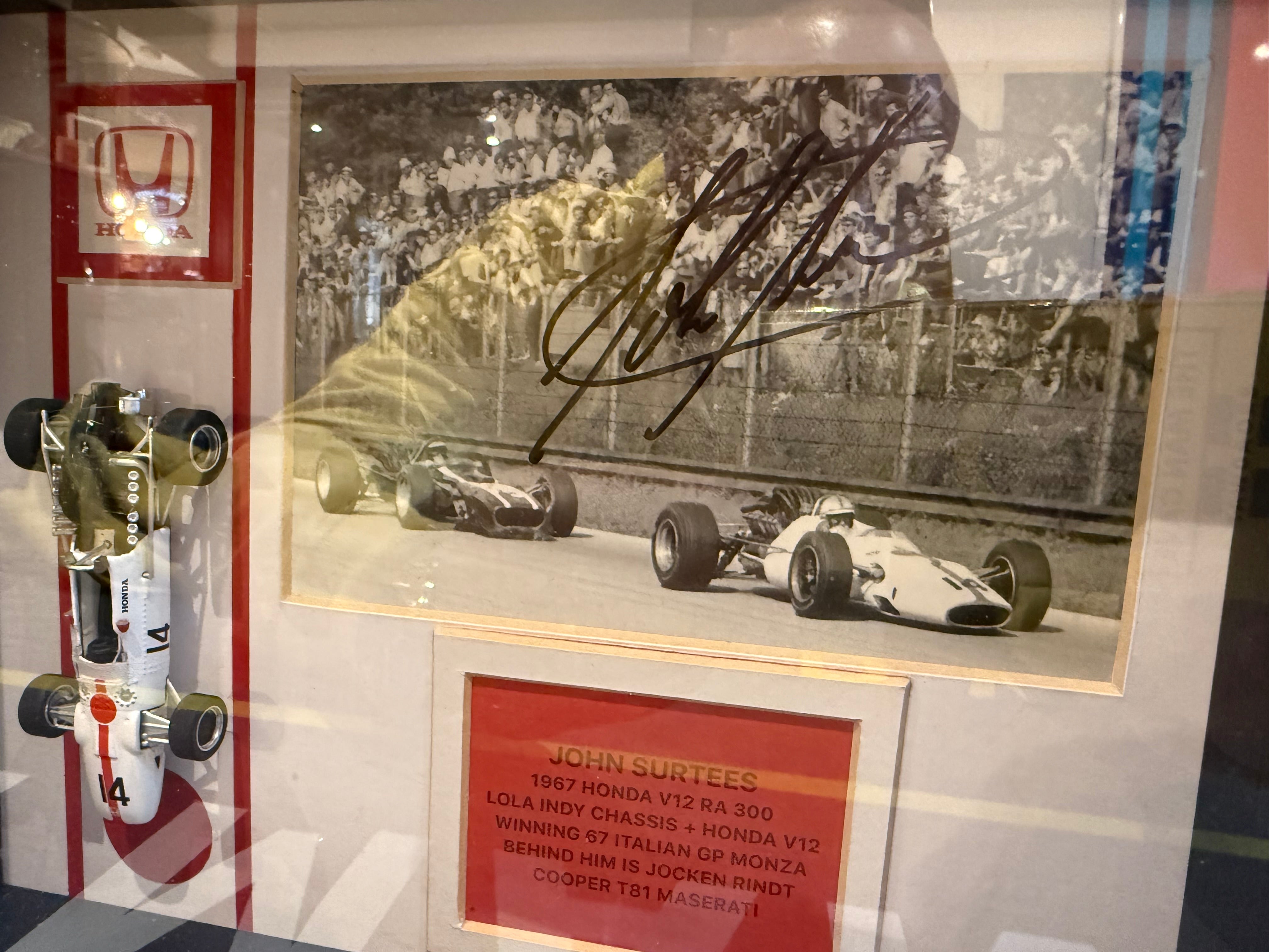 John Surtees Signed 1967 Honda Lola Indy V12 1:24 Scale Display Piece