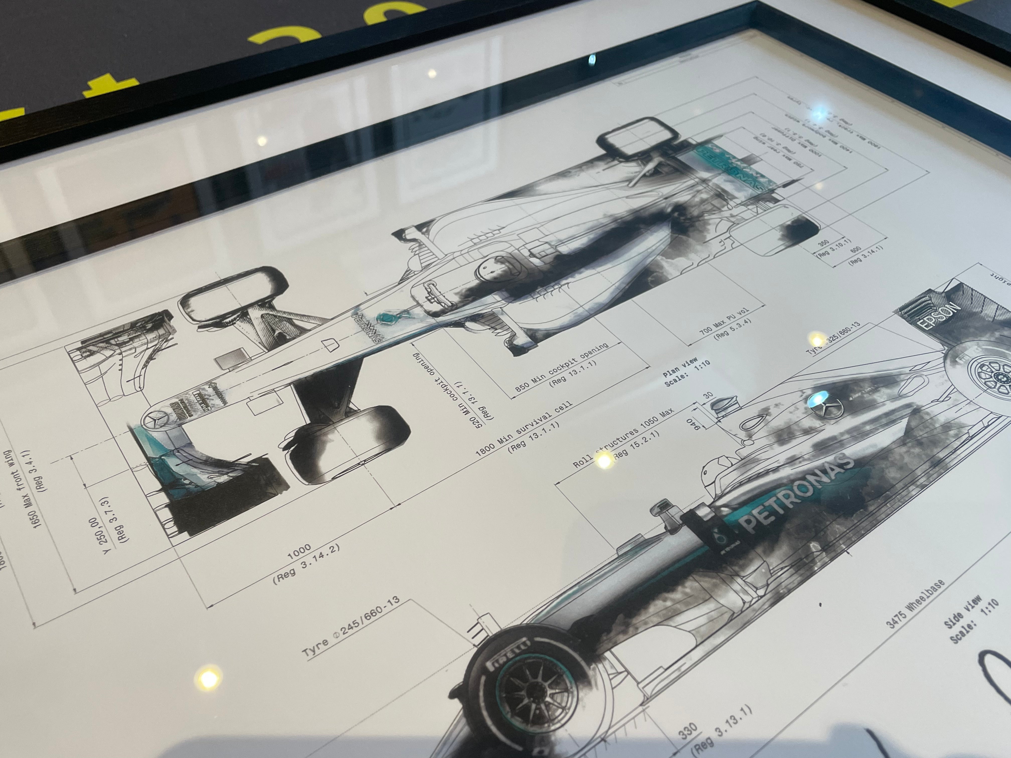 Mercedes F1 Framed Blueprints