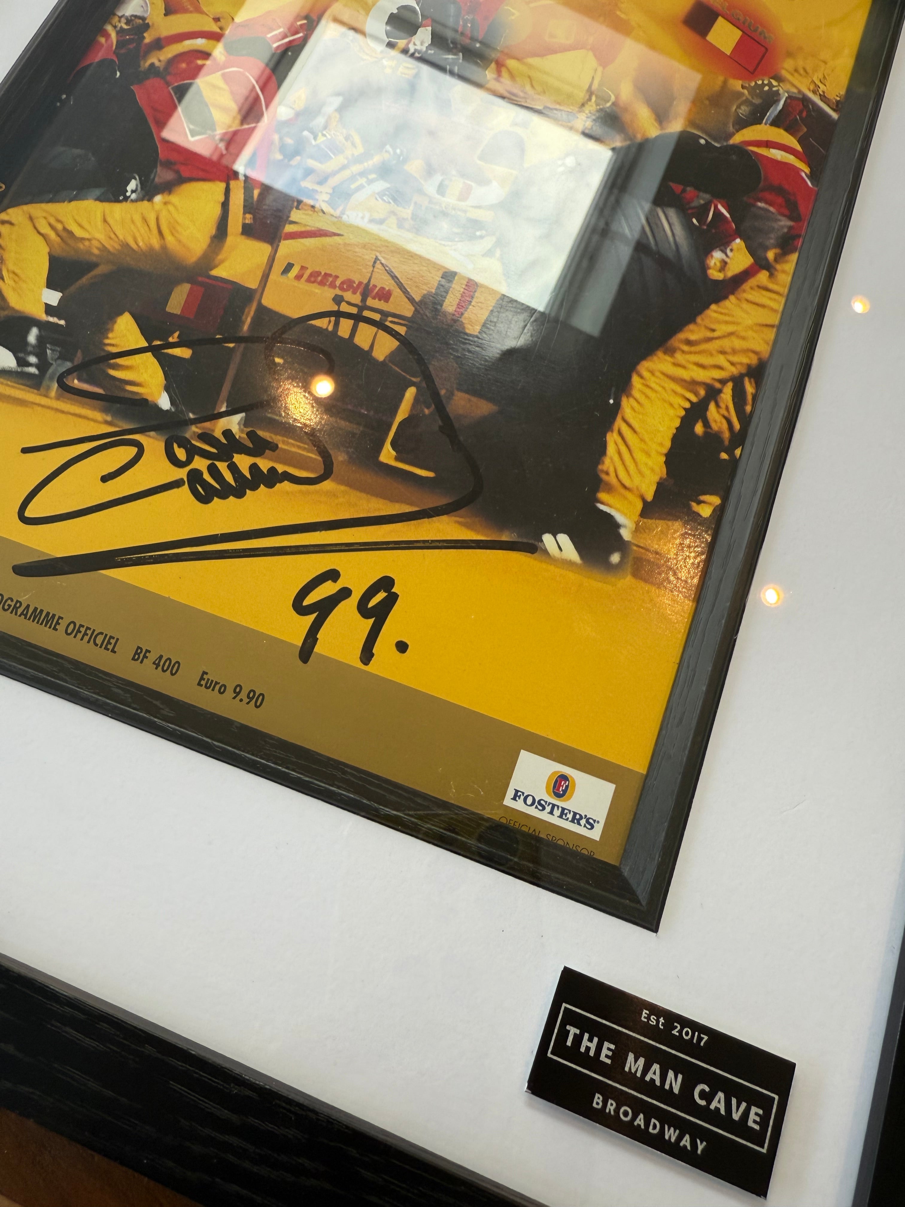 Framed David Coulthard Signed 1999 Belgian Grand Prix Programme