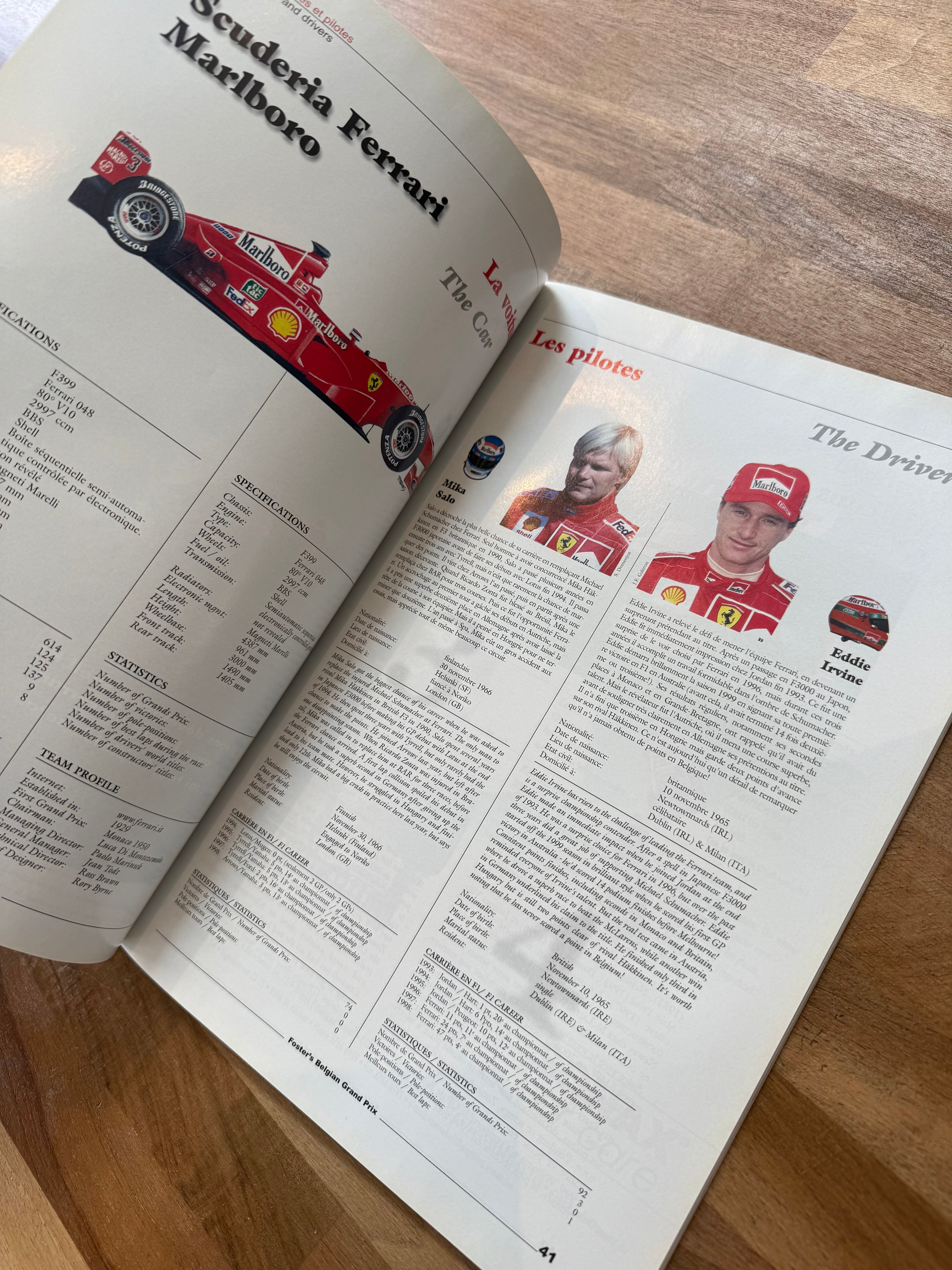 Framed David Coulthard Signed 1999 Belgian Grand Prix Programme