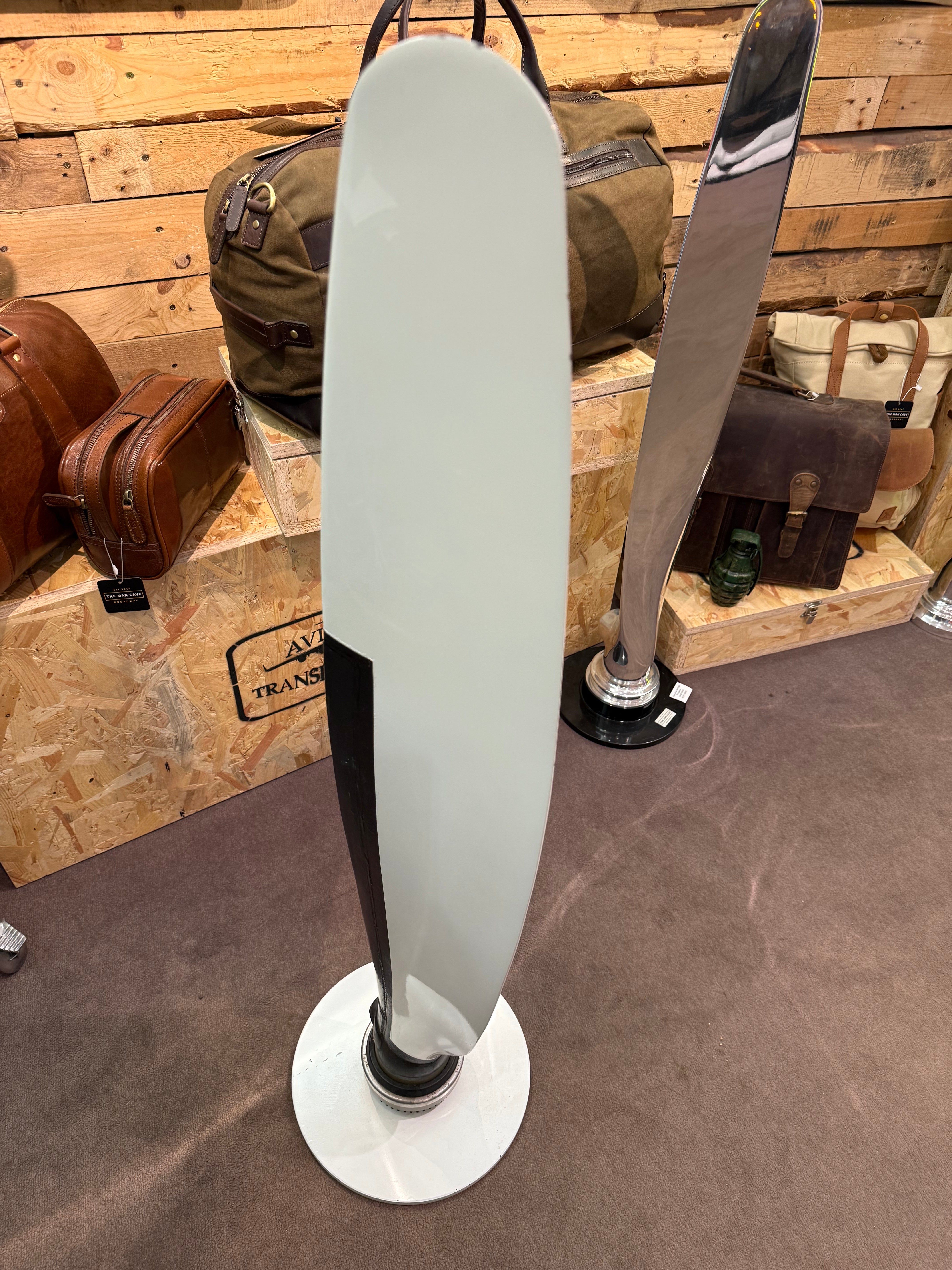 Hartzell Propeller Display Piece - White with Bespoke Base AirCraft / Airplane