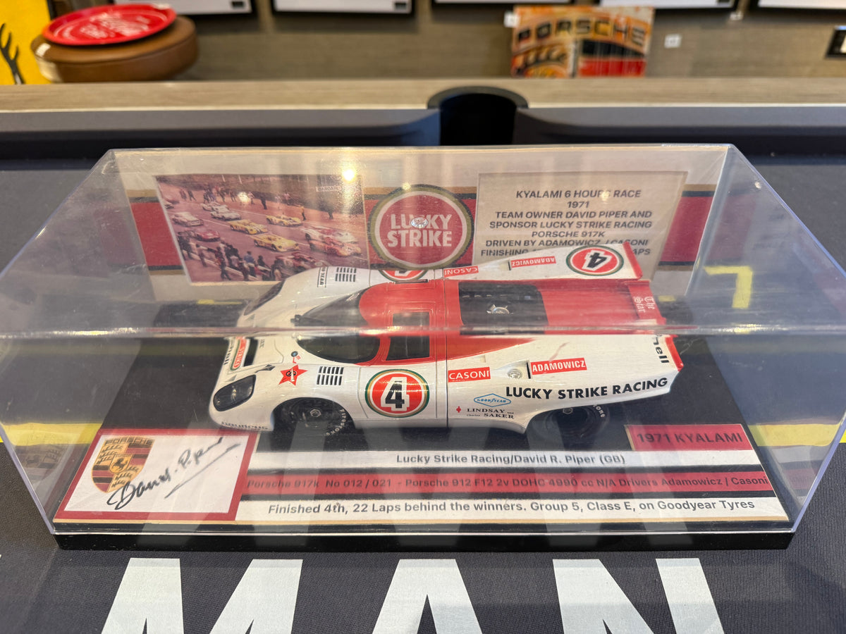 David Piper Signed Porsche 917K ‘Lucky Strike’ 1:18 Scale Display Piece