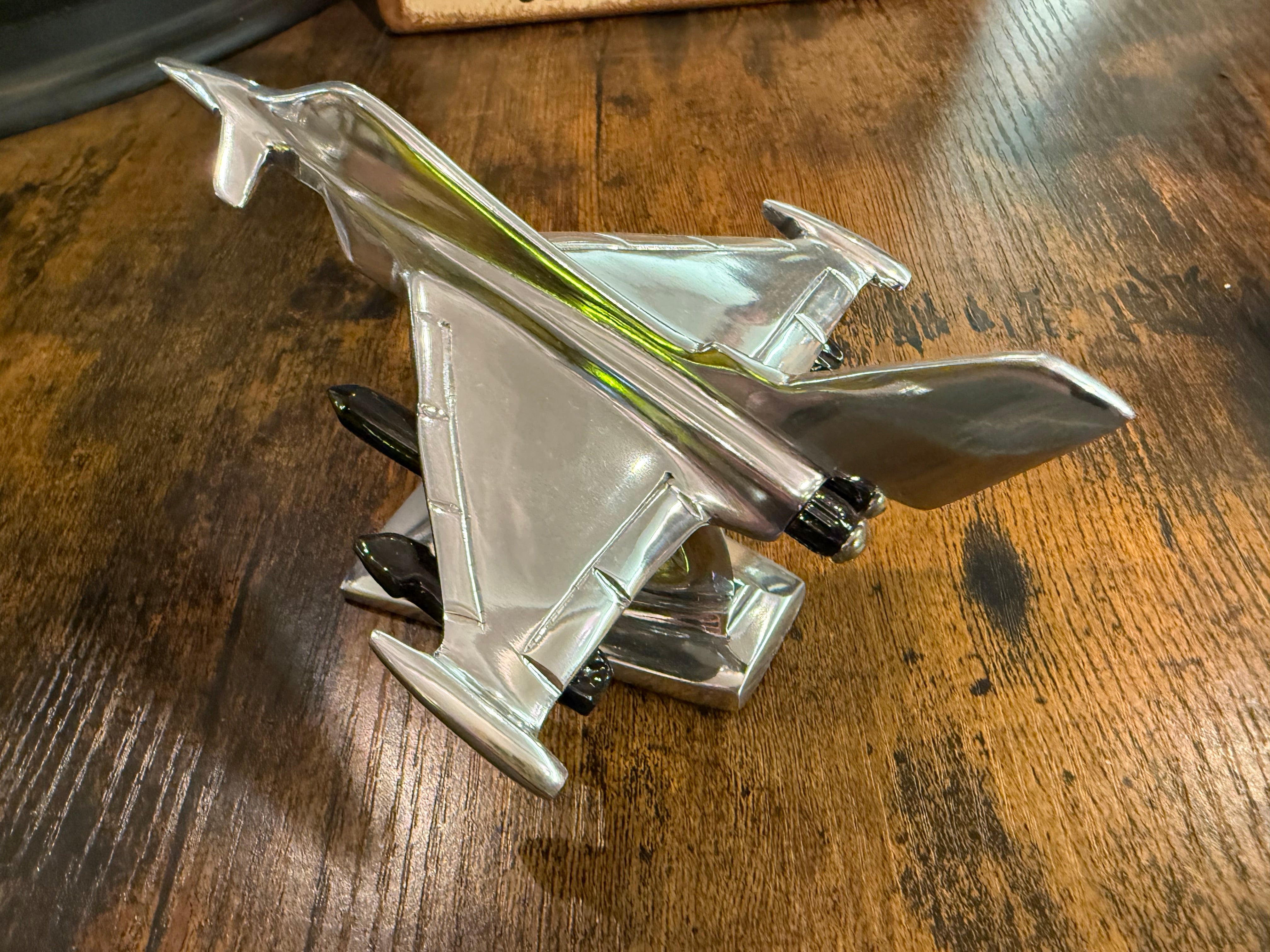 Eurofighter Typhoon Polished Aircraft / airplane Desk Model - 15cm