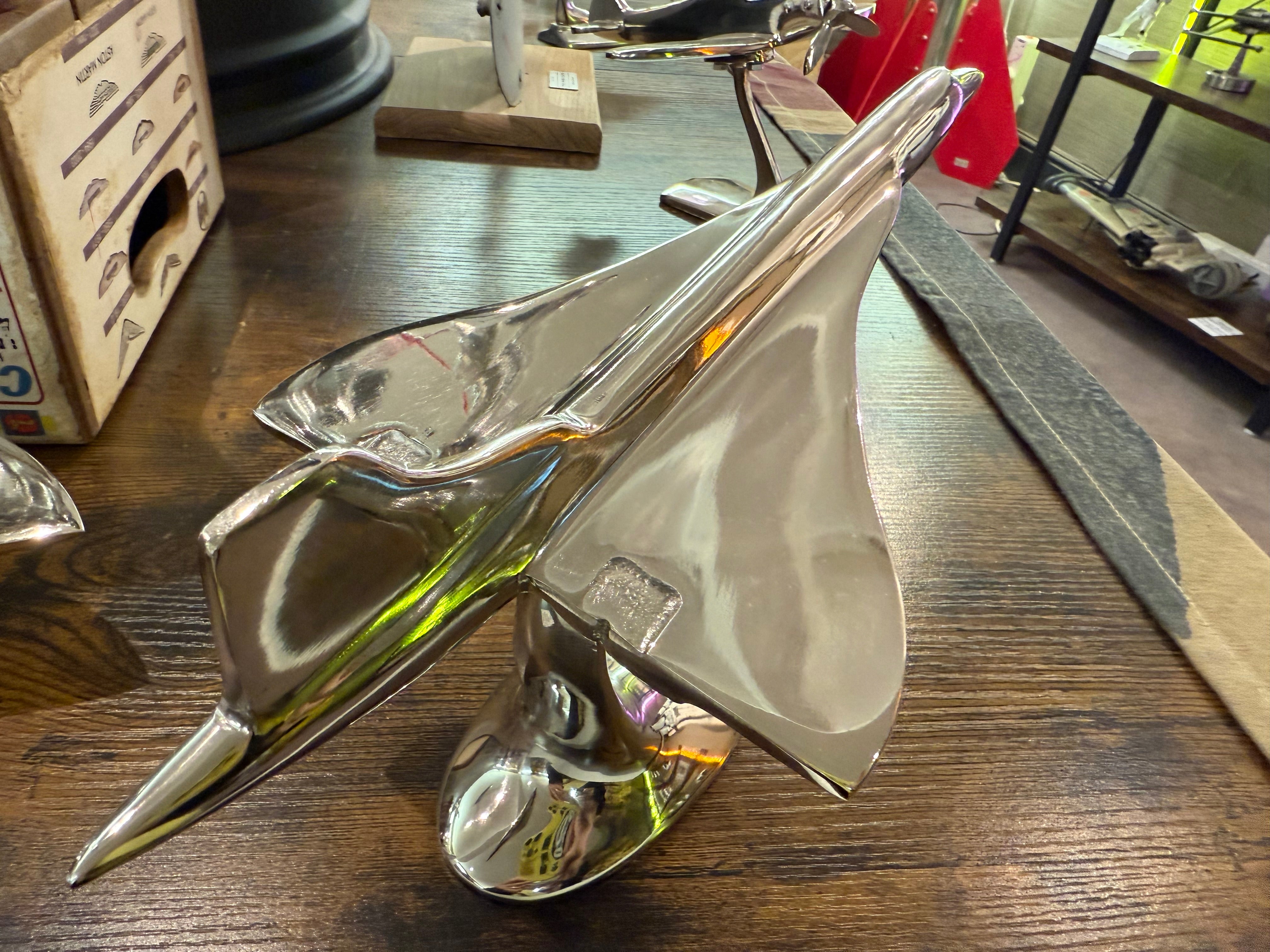 Polished Metal Concorde Aircraft Airplane Model Desk 30cm Piece