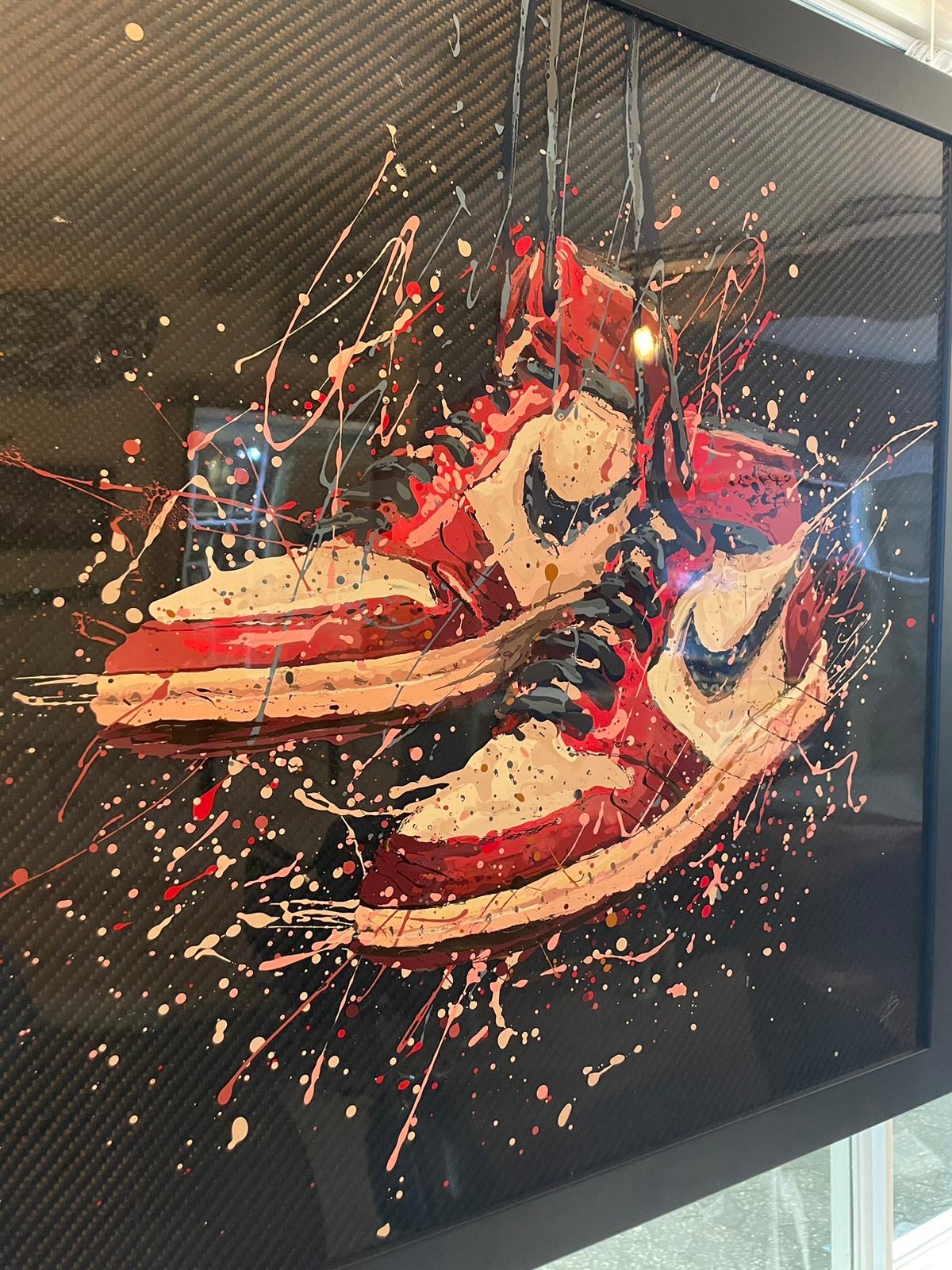 Hand Painted Nike Air Jordan Carbon Fibre Art