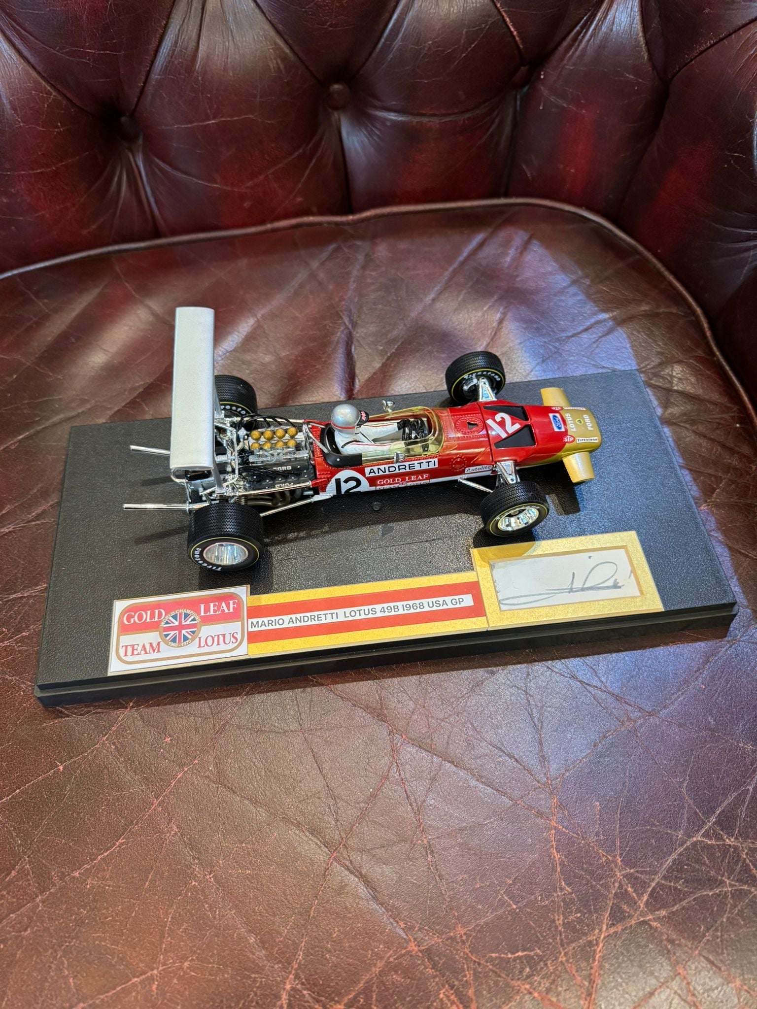 Mario Andretti Signed 1:18 Scale Lotus 49B 1968 Race Car