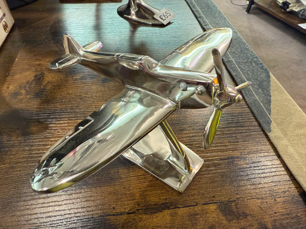 Polished Spitfire Desk Model - 21cm Plane / Aircraft