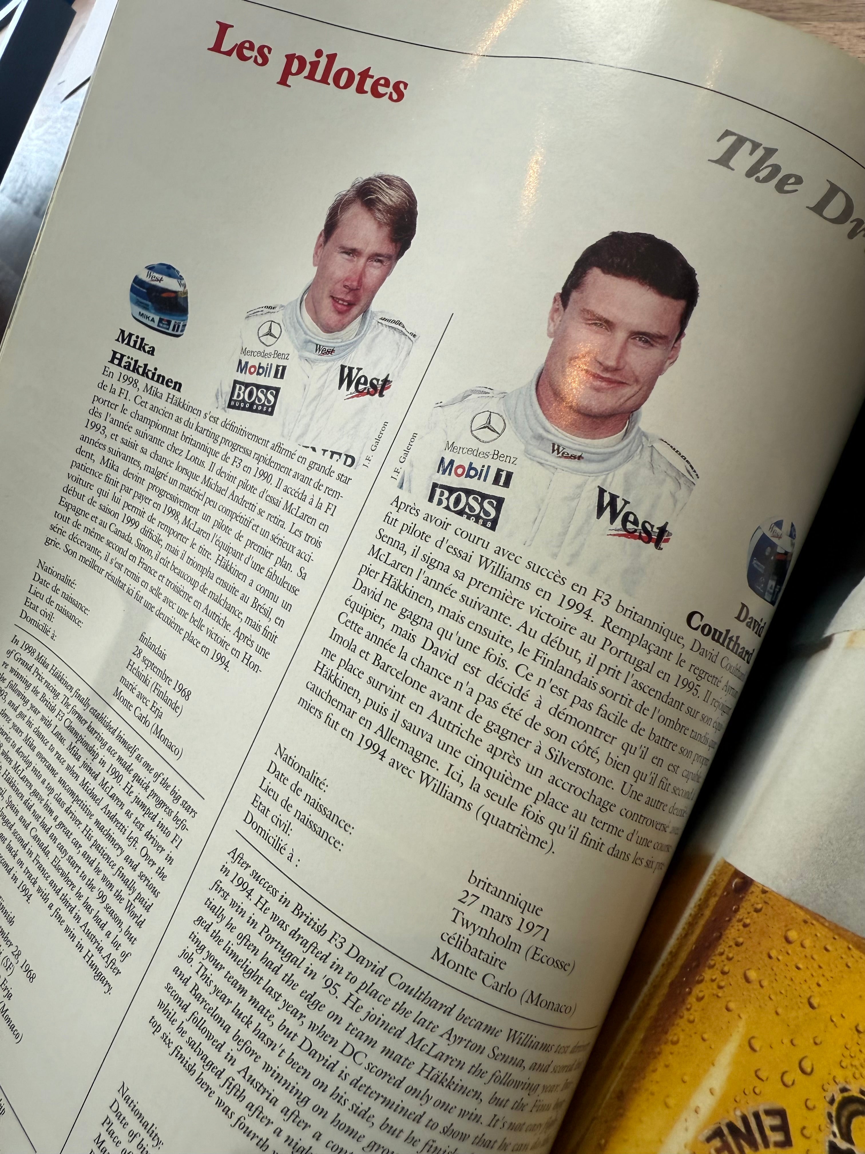 Framed David Coulthard Signed 1999 Belgian Grand Prix Programme