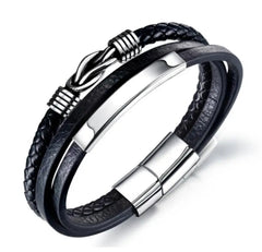 Mens Leather & Metal Bracelet