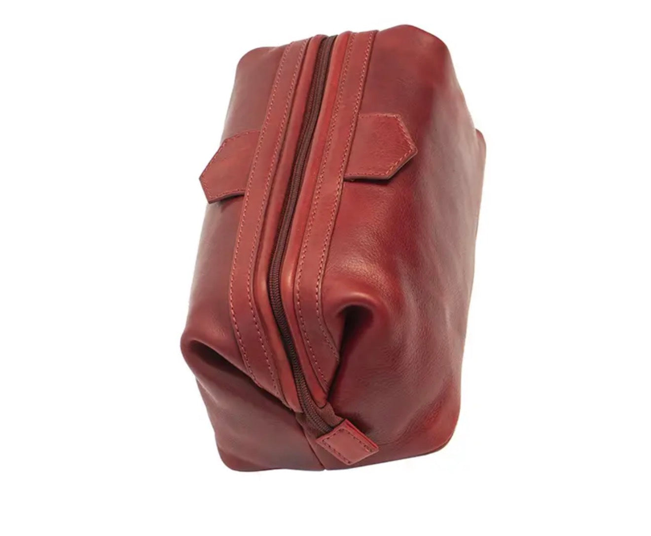 MENS LEATHER TUSCAN TRAVEL TOILETRY WASHBAG / WASH BAG