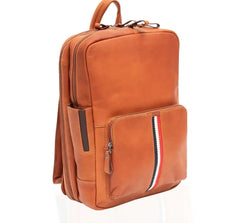 STRIPE SOFT LEATHER LAPTOP BACKPACK