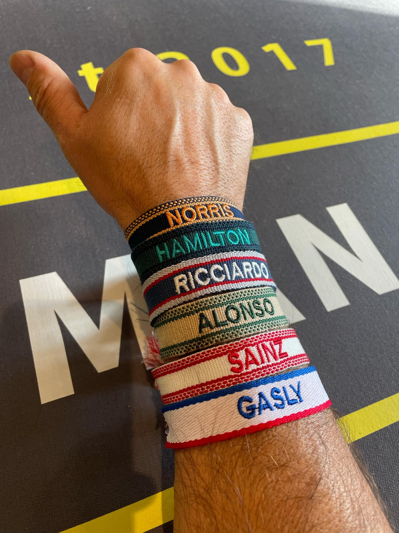 FORMULA ONE WRISTBANDS / BRACELETS/ NORRIS / HAMILTON/ ALONSO